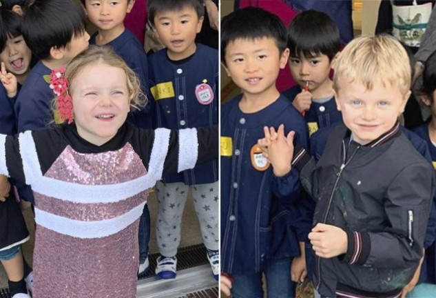 Los hijos de Alberto de Mónaco y Charlene animaron a la selección de rugby de Sudáfrica y visitaron una escuela.