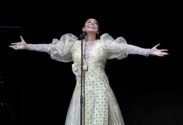 La cantante salió al escenario con un espectacular traje.