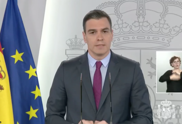 Pedro Sánchez durante la comparecencia de hoy martes 28 de abril