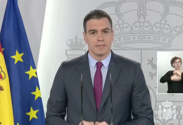 Pedro Sánchez durante la comparecencia de hoy martes 28 de abril