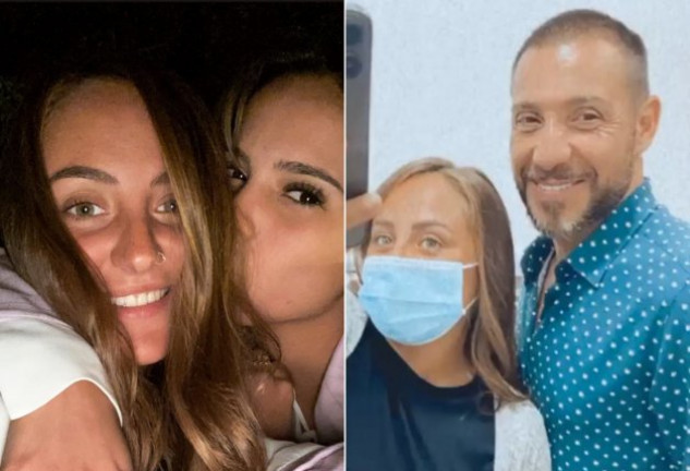 Rocío Flores, feliz junto a su tía, Gloria Camila, y su padre, Antonio David.