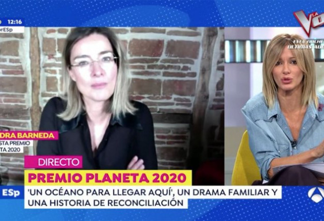 Sandra Barneda ha entrado en directo en Espejo Público con motivo de su nominación al Premio Planeta 2020.