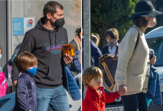 Iker recoge a su hijo Martín del colegio. El pequeño iba ataviado con ropa deportiva. Sara y Lucas saliendo del colegio de la mano. La periodista lleva un sombrero de su firma de moda, Slow Love.