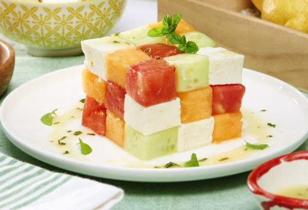 Ensalada cubo Rubik con vinagreta 