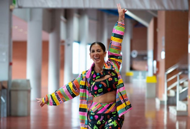 Anabel Pantoja se lo pasó en grande en la clase de zumba que dio en Málaga.