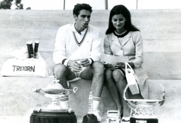 Manolo Santana junto a María Fernanda González Dopeso, su primera mujer (Archivo Revista Pronto).