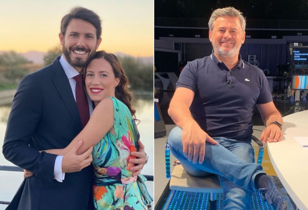 Carola Escámez y su nueva pareja, y Miki Nadal, en un montaje.