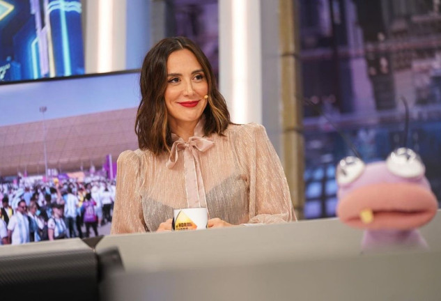 Tamara Falcó con un vestido transparente en El Hormiguero.