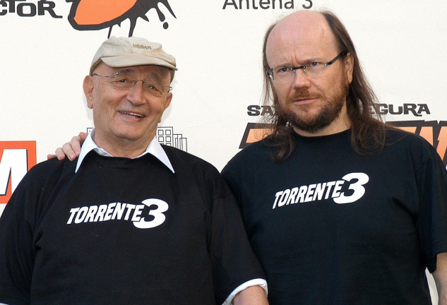 Tony Leblanc y Santiago Segura en la presentación de 'Torrente 3'.