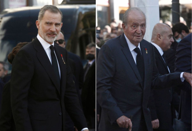 El rey Felipe VI y su padre, el rey Juan Carlos, en un montaje.