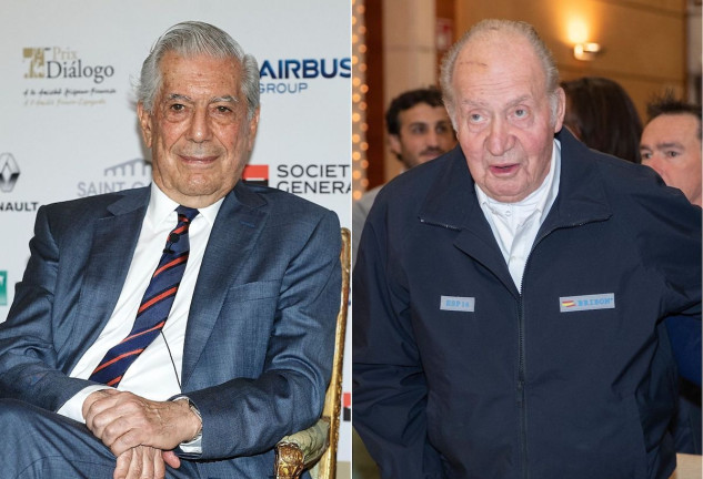 Mario Vargas Llosa y el rey emérito don Juan Carlos en un montaje