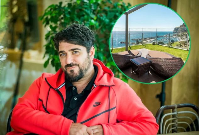 Antonio Orozco en un montaje con una imagen de su hotel en Madeira.