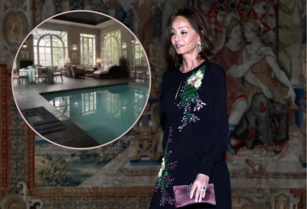 Isabel Preysler en un montaje con su casa, Villa Meona.