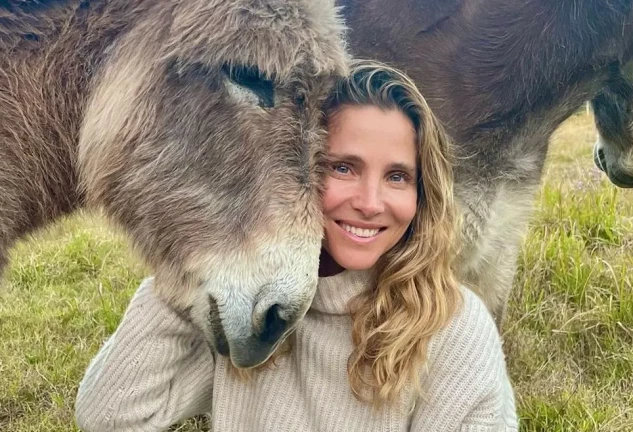 Elsa Pataky con uno de sus burros (redes).