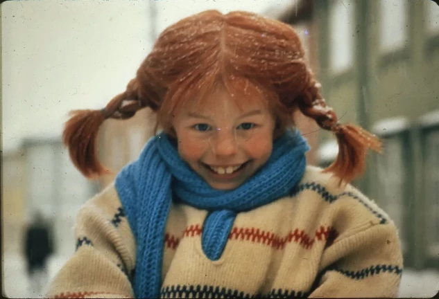 Inger  Nilsson, a los 10 años, como Pippi Calzaslargas.