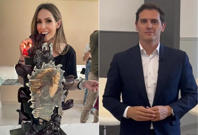 Malú y Albert Rivera, sonrientes, en un montaje