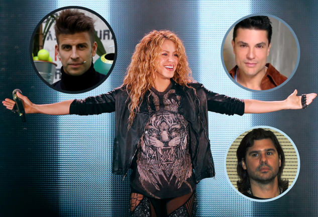 Shakira en un montaje con sus ex: Gerard Piqué, Osvaldo Ríos y Antonio de la Rúa.