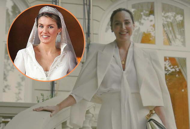 Tamara Falcó y la reina Letizia vestida de novia en un montaje