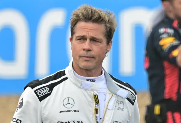 Brad Pitt durante el rodaje en el circuito de Silverstone.