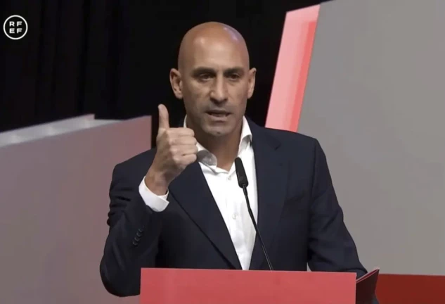 Luis Rubiales la durante su intervención en la Asamblea General extraordinaria de la RFEF.