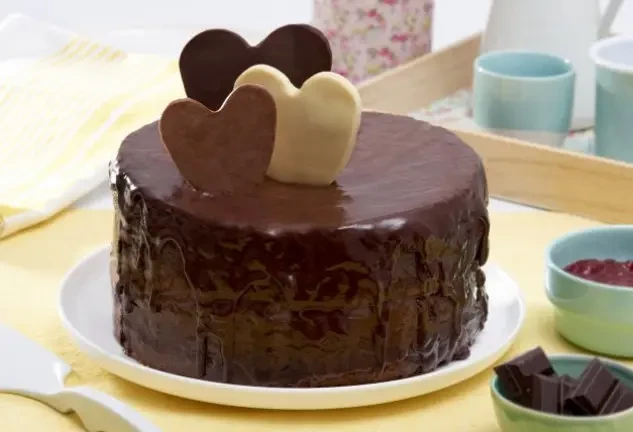 Tarta de corazones con chocolate