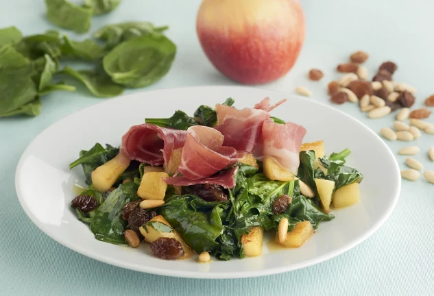 Espinacas con manzana