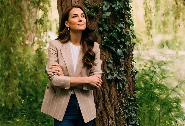 Kate Middleton en un bosque.