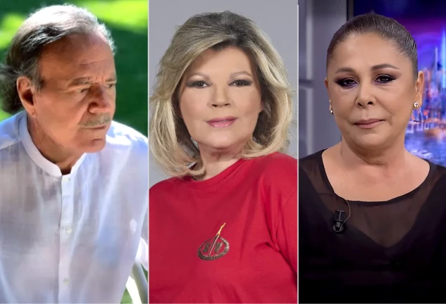 Julio Iglesias, Terelu Campos e Isabel Pantoja.