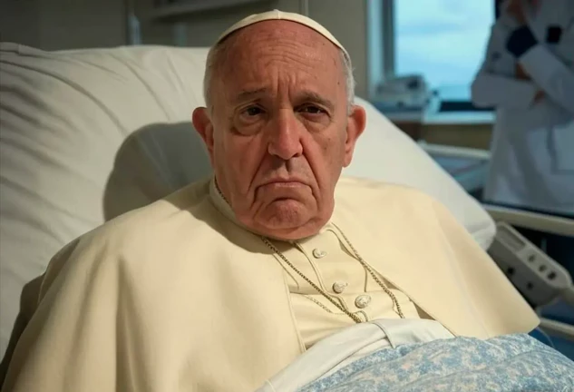 Foto falsa del Papa Francisco ingresado en el hospital realizada mediante inteligencia artificial.