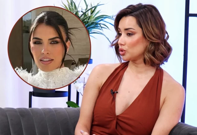 Adara Molinero en una captura en su podcast de Mtmad, en un montaje con Sofía Suescun