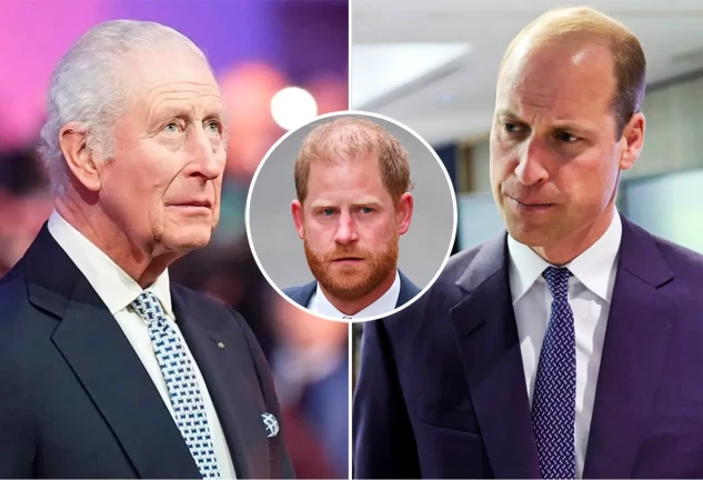 Carlos III, el príncipe Guillermo y el príncipe Harry.