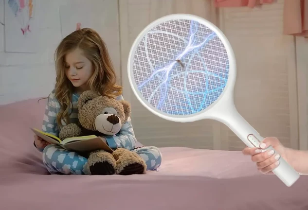 Raqueta eléctrica antimosquitos con trampa UV y batería recargable