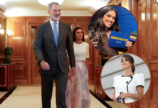 Los reyes Felipe y Letizia en Zarzuela en un montaje con las influencers Patricia Fernández tras su polémica