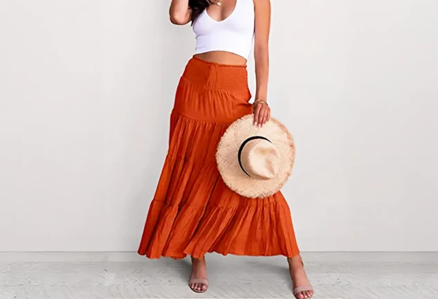 Falda larga bohemia 2 en 1 tipo vestido, talla única con cintura elástica