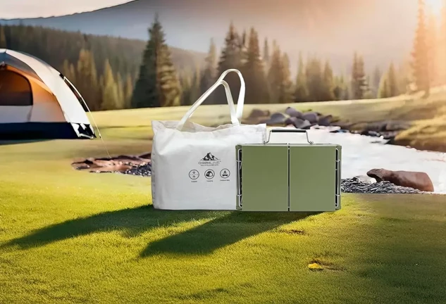 Barbacoa portátil de carbón plegable sin montaje para camping y playa