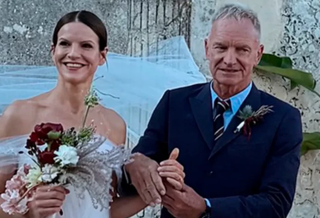 Sting y su hija en la boda