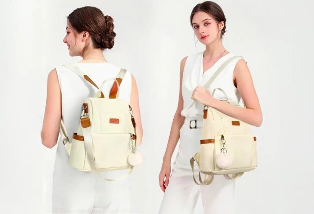 Mochila antirrobo blanca 3 en 1 para mujer – Ideal para viaje, trabajo y universidad