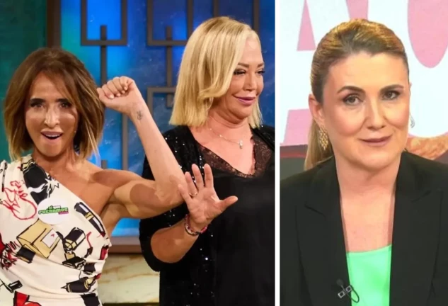 Montaje de María Patiño y Belén Esteban en La Revuelta, con una imagen de Carlota Corredera en Tentáculos