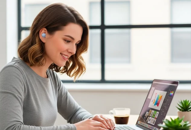 Mujer usando auriculares