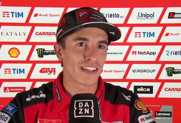Marc Márquez durante una entrevista en Dazn.