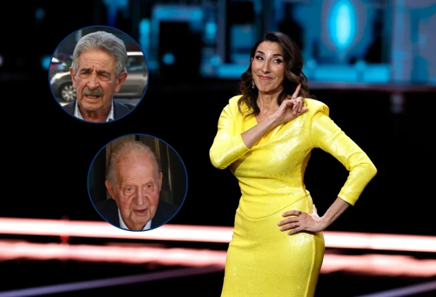 Paz Padilla en un montaje con Miguel Ángel Revilla y el rey Juan Carlos