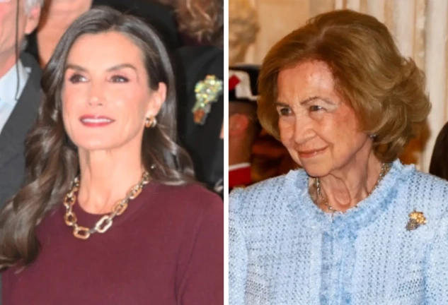 La reina Letizia y la emérita en un montaje