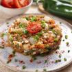 Ensalada de bacalao y lentejas con pimiento verde