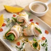 Rollitos de lenguado con  vinagreta de naranja