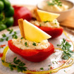 Barquitos de pimientos rellenos de brandada de bacalao
