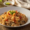 Arroz integral con hortalizas y gambas