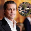 Brad Pitt en un montaje con una imagen de su mansión en LA