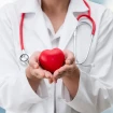 Doctora sosteniendo entre sus manos un corazón de juguete
