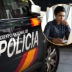 Montaje de una imagen de la policía con una mujer preocupada mirando la pantalla.