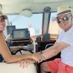 Ortega Cano con su hija Gloria Camila a bordo de un barco.